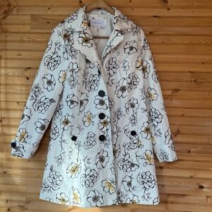 Relativity Raincoat Trench Swing Floral Coquette Twee Feminine Sz M